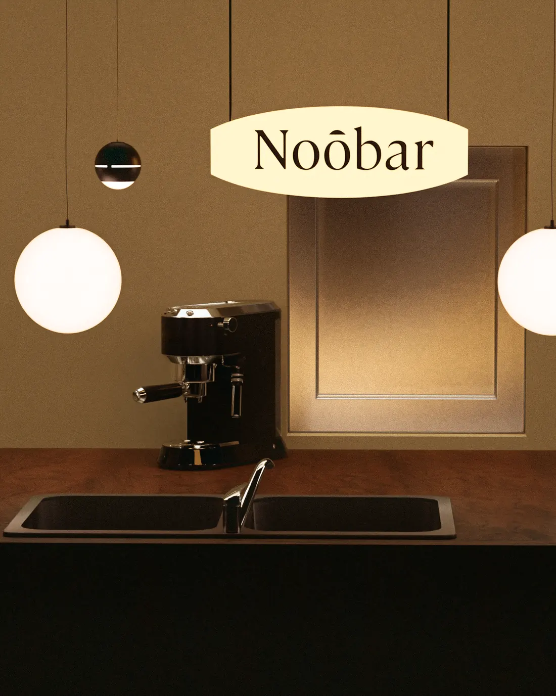 Noôbar sign above the coffee point